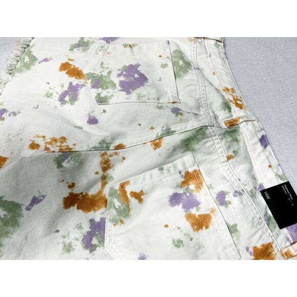 WILD FABLE 14W plus white cut off paint splash flat button front shorts NWT b133 - Picture 10 of 10
